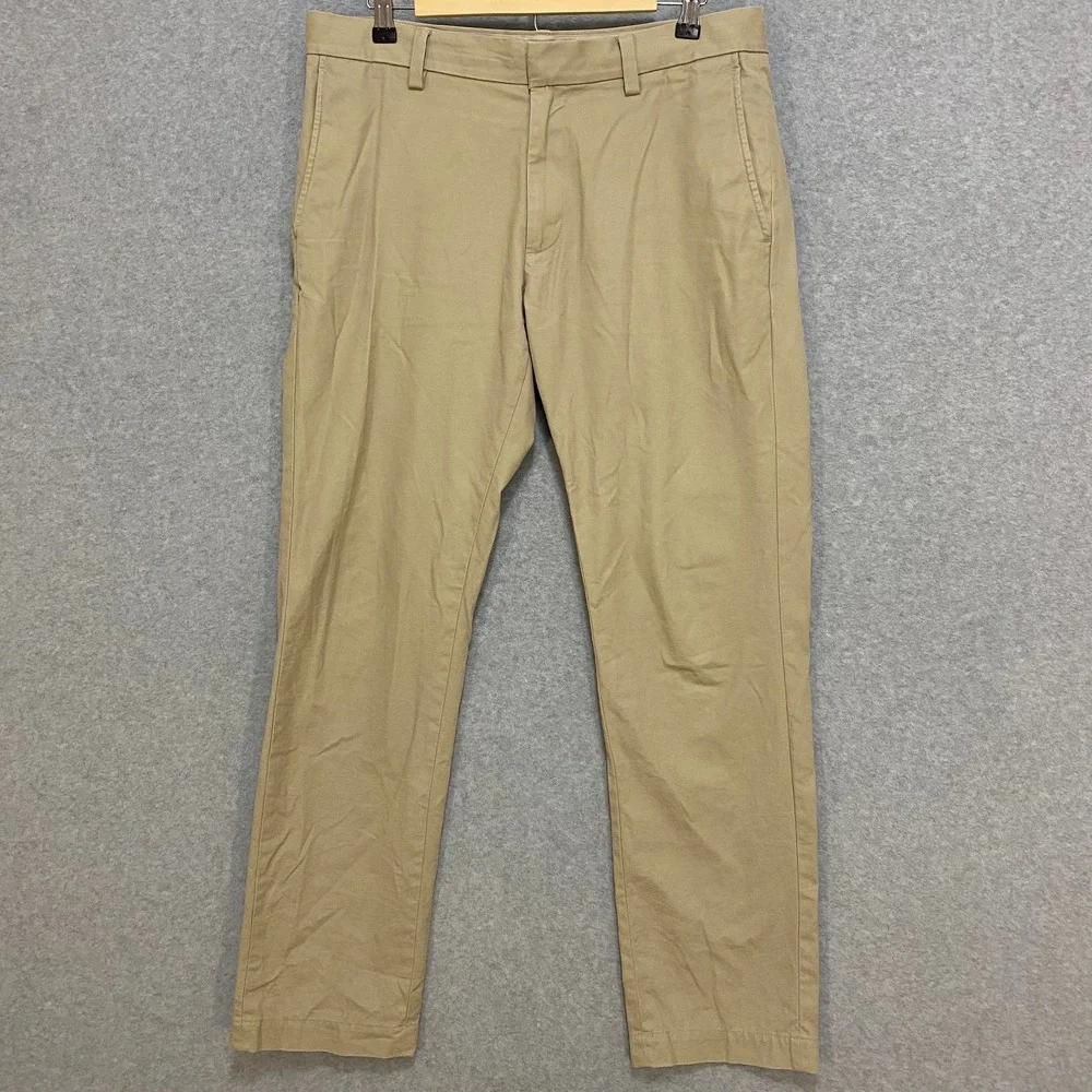BANANA REPUBLIC Mens 32x32 Emerson Chino Pants Khaki 100% Cotton Straight Casual